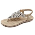 Miniatyrbillede 1 af 5: Sommersandaler Rhinestone Boho Store Størrelse Dame Flade (EU 36 Abrikos)