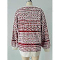 Miniatyrbilde 5 av 5: Julegenser Dame Langermet Rund Hals Genser Pullover Topp Vinter Casual Løs Rund Hals Ullkjole (XXL Rød)