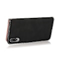 Miniatyrbilde 3 av 5: For Samsung Galaxy A02 / M02 To-fargets søm lærtelefonveske (Svart Roségull)