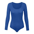 Miniatyrbillede 1 af 4: Dame Crew Neck Langærmet Bodysuit, Dobbeltforet, Smørblød, Essentiel Basic Top (S Blå)