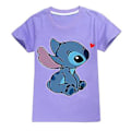 Miniatyrbilde 1 av 2: 7-14 år Barn Disney Lilo & Stitch Trykt Tegneserie Avslappet Sommer Korte Ermer Rundhals T-skjorte Topper Gutter Jenter Fans Gaver (9-10 år Lilla)