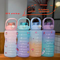 Miniatyrbillede 3 af 5: Gradient Vandflaske BPA-fri 1,5/2L Drikkeflaske med Sugerør til Fitness (1500ml Gradient Pulver)