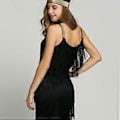 Miniatyrbillede 5 af 5: Cocktailkjole Pandebånd Great Gatsby 1920'erne Fringe Flapper Party Tassel Mode (XL Grå)