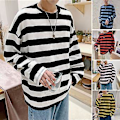 Miniatyrbillede 2 af 5: Mænds Stribet Sweatshirt Rundhals Langærmet Casual Løstsiddende Mode Top til Ungdomsmænd Tilbehør (M Blå)