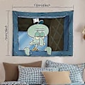 Miniatyrbillede 3 af 5: FENDROM Sjove Blæksprutte Tegneserievægtæppe Væghængende Sjove Meme Baggrund Vindue Design Hjemmeindretning til Soveværelse Stue 70 x 100 cm
