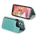Miniatyrbillede 4 af 5: Blomstret Læder Flip Wallet Kort Holder Cover Etui Til iPhone 12 Mini Pro Max 11 (Grøn)