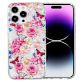 Pikkukuva 1 / 5: Iphone 15 Pro:lle Imd-kuori, Kukkakuvioinen Tpu-puhelimen Kotelo (Perhonen)