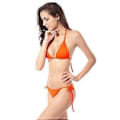 Miniatyrbild 3 av 5: Dam 2-delat Mjukt Väska Bikini Set Axelband Sexig Snörning Baddräkt Set Tanga Strandkläder Enfärgad Populär Badkläder plommonröd XL(XL plommonröd)