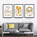 Miniatyrbild 1 av 4: Wekity Söta Djurteckningar 2 Väggkonst Canvas Print Poster, Enkel Söt Streckkonst Dekoration för Hem Vardagsrum Sovrum Kontor och Barnrum