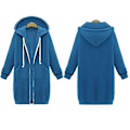 Miniatyrbild 4 av 4: Fianao Plus Size Enfärgad Avslappnad Tjock Huvad Kvinna Zip Up Lång Tröja (XL Vinröd)