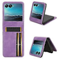 Miniatyrbillede 1 af 5: Til Motorola Razr 40 Ultra 5G Anti-Ridse Telefon Cover Hård PC+PU Læder Cover med Kort Holder (Style B)