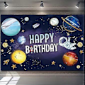 Pikkukuva 4 / 5: 7x5ft Avaruus Tausta Poika Avaruusteemainen Tausta Banneri Galaksi Astronautti Syntymäpäiväjuhlat Koriste Poika Sininen Planeetta Raketit Tarvikkeet Valokuvaus