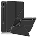 Pikkukuva 1 / 5: Monipuolinen taittuva nahkainen tabletikotelo Samsung Galaxy Tab S9:lle (Musta)