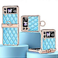 Pikkukuva 1 / 5: Rhinestone-pinnoitettu suojakotelo Samsung Galaxy Z Flip 4:lle, PU-nahkakansi saranasuojauksella ja sormuksella