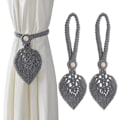 Pikkukuva 1 / 5: 2 kpl (harmaa) Bohemian Leaf Curtain Tiebacks Curtain Tiebacks C