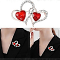 Miniatyrbillede 2 af 5: Trendy Rhinestones Dobbelte Hjerte Brocher til Kvinder og Mænd Valentinsdag Fest Tilbehør Gaver Daglig Fritidstøj
