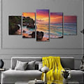 Miniatyrbild 5 av 5: 5 st Ramlös Målning Strand Canvas Väggkonst Konstverk Bilder för Vardagsrum Sovrumsinredning