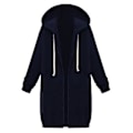 Miniatyrbillede 4 af 4: Fianao Plus Size Ensfarvet Casual Tyk Hættetrøje Kvinder Lynlås Lang Trøjejakke (XL Kaffe)
