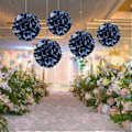 Miniatyrbilde 4 av 5: 5 stk. Hengbare Papirblomsterballer Trekkblomst Ornament for DIY Papir Bryllup Bursdager (Blå)