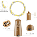 Miniatyrbild 2 av 5: LED-flaskor med kork - 2 m 20 LED batteridriven koppar W