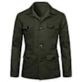 Miniatyrbillede 1 af 5: Herre Frakker Safari Jakke Linned Britisk Retro Gentry Suit Lommer Overtøj Mode Ensfarvet Herre Toppe(XL army grøn)