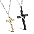 Pikkukuva 1 / 5: Croix classique, collier de couple en acier titane, pendentif collier en Forever Love argent anneau pour
