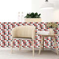 Miniatyrbild 4 av 5: 24 Stk (Röd Mosaik) Rektangulära Självhäftande Dekorativa Klinker