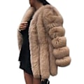 Miniatyrbilde 1 av 3: Miman Kvinne Teddy Bear Pelsjakke Oversized Yttertøy (S Khaki)