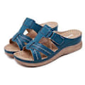 Miniatyrbillede 3 af 4: Kvinders Tykke Sål Stitch Sandaler Stor Størrelse Sommer Kile Tøfler (EU 36 Blå)