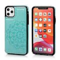Pikkukuva 3 / 5: Kukkakuvioinen nahkainen lompakkokotelo korttipidikkeellä iPhone 12 Mini Pro Max 11 -puhelimelle (Vihreä)