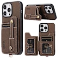 Miniatyrbillede 1 af 5: ABE Litchi Texture Kortpung PU-etui til iPhone 14 (Khaki)