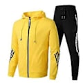 Miniatyrbilde 1 av 5: Mote Herre Hettegenser + Sportsbukser Høst Og Vinter Casual Joggedress (M gul)