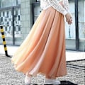 Miniatyrbilde 1 av 5: Vårskjørt Lagdelt Chiffon Lange Skjørt For Kvinner Elegant Casual Høy Midje Boho Strand Maxi Skjørt Saias Femme(M khaki)