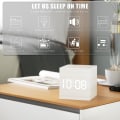 Miniatyrbilde 2 av 5: Digital vekkerklokke i tre med LED-lys, multifunksjonell, moderne kube