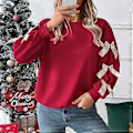 Miniatyrbillede 3 af 5: Dame vinter rund hals sløjfe jule sweatshirt (M)