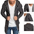 Miniatyrbilde 4 av 5: Fianao Herrejakke Ensfarget Cardigan Slank Lang Vårjakke Til Daglig Bruk (2XL Grå)