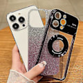 Pikkukuva 3 / 4: Iphone 14:lle Suuri Ikkuna Magsafe Gradient Glitter Elektrolyyttinen Tpu Puhelimen Kotelo (Hopea)