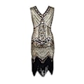 Miniatyrbillede 1 af 5: s-2xl Dame Kostume Retro 1920'er Stil Flapper Kjole Paillet, Rund Hals, Cocktailkjoler (S Sort-Guld)