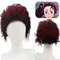 Miniatyrbild 3 av 5: Anime Demon Slayer Tanjirou Kamado Cosplay Kostym Kimono Kappa Kläder Halloween Karneval Party Kostym Set (M Kläder C)