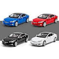 Pikkukuva 5 / 5: Tesla Model S -automallin lelu valoilla ja avattavalla ovella, musikaalinen simulaatioajoneuvo (Punainen)