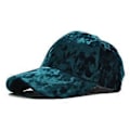 Miniatyrbillede 1 af 5: Baseballkasket til kvinder og mænd, unisex, lav profil, ensfarvet fløjl, hiphop, justerbar snapback truckerhat, streetwear, cyan (cyan)