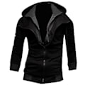 Miniatyrbilde 1 av 5: Fianao hettegenser myk varm fargeblokk menn langærmet hettegenser topp full-zip hettegenser (XL svart)