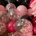 Miniatyrbillede 4 af 5: Pink og Sort Ballon Girland Kit, 114 stk. Lyse Pink Pastel Pink Sort Hvid Konfetti Latex Balloner Mus Tema Ballon Bue til Piger Kvinder Fødselsdag