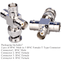 Miniatyrbild 5 av 5: 2-pack BNC-hane till 3 BNC-hona T-typ RF-koaxialkontakter 4 W