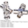 Miniatyrbillede 5 af 5: 2 stk. BNC han til 3 hun T-type RF koaksiale stik 4 W