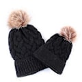 Miniatyrbillede 4 af 5: Moderne Beanies Forældre-Barn Hue Varm Beskyttelse Vinterhuer Strikket Uldhue med Blød Pompom Sød Hue til Børn (grå)