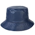 Miniatyrbillede 2 af 5: Unisex Mode Bucket Hat PU Læder Regnhat Vandtæt (sort) (mørkeblå)