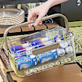 Miniatyrbilde 3 av 5: Transparent Crisper-boks med dreneringsplate, multifunksjonell oppbevaringsboks for kjøleskap, for lunsj på skolen (Grønn)
