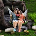Miniatyrbillede 2 af 5: Blomsterfe Statue Dejlige Romantiske Resin Delikate Par Figurer til Haveindretning Qinhai