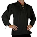 Miniatyrbillede 4 af 5: Herre Medieval Renaissance Cosplay Skjorte med Lapel Langærmet Snøre Solid Farve Løstsiddende Trøje (2XL Hvid)